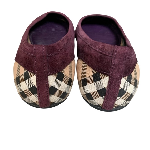 Burberry Plum and Beige Checkered Loafers - Picture 3 of 6